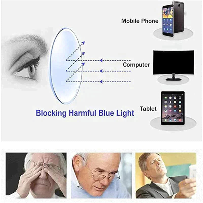 Clarkod high hardness sapphire anti-blue light dual-use progressive reading glasses, far and near