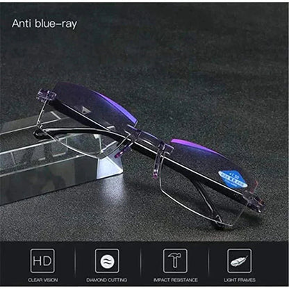 Clarkod high hardness sapphire anti-blue light dual-use progressive reading glasses, far and near