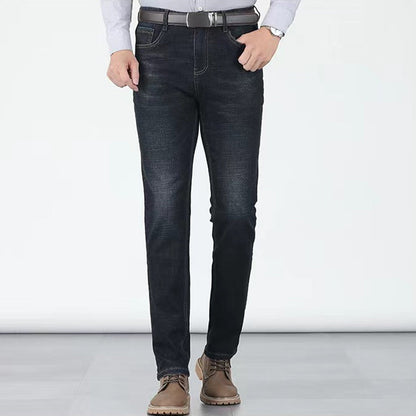 Men's elastic high waist straight leg jeans