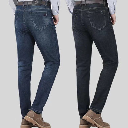 Men's elastic high waist straight leg jeans