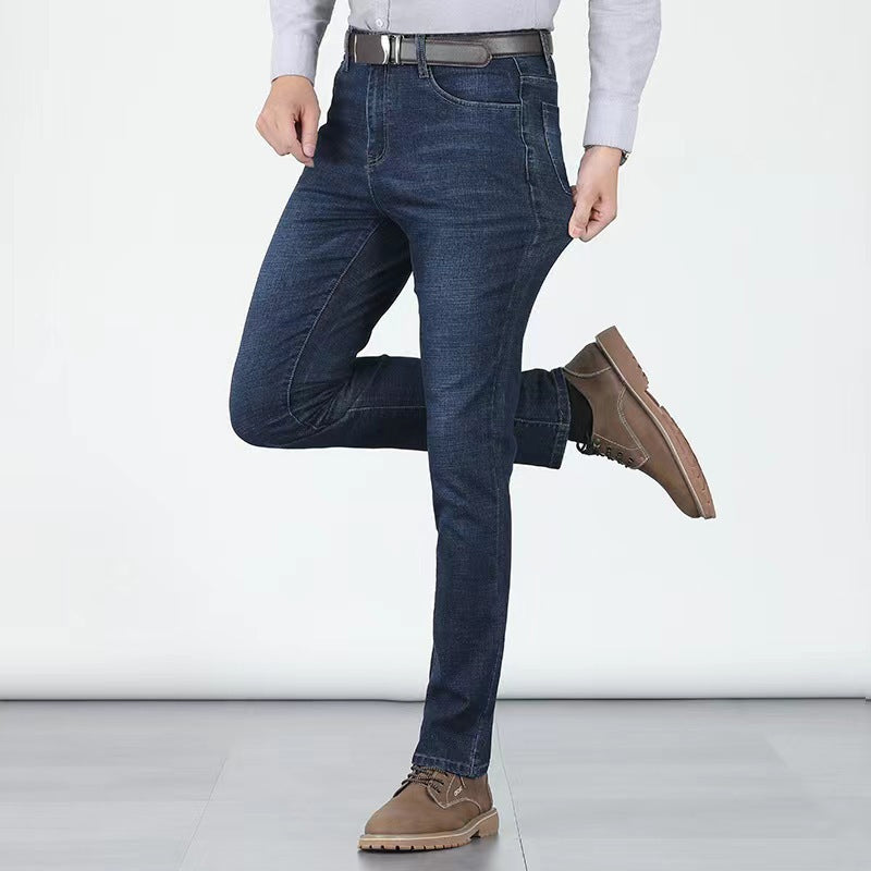 Men's elastic high waist straight leg jeans