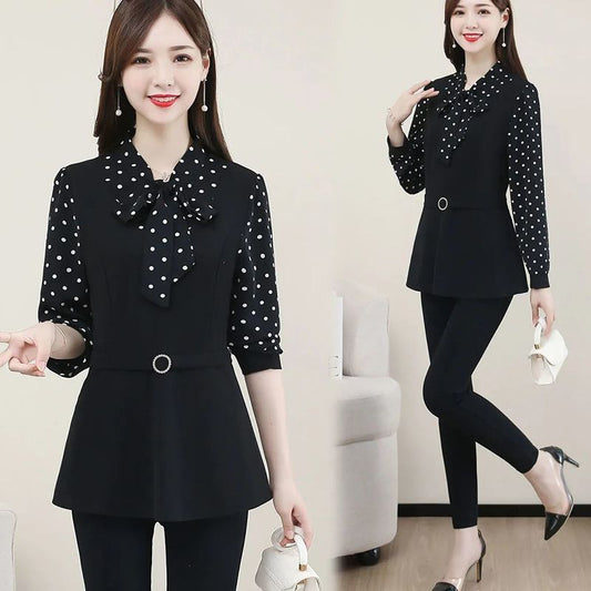 Women’s Fashionable Age-reducing Long-sleeve Blouse Fake 2-piece