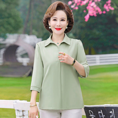 2024 New Temperament Solid Color Lapel Chiffon Shirt