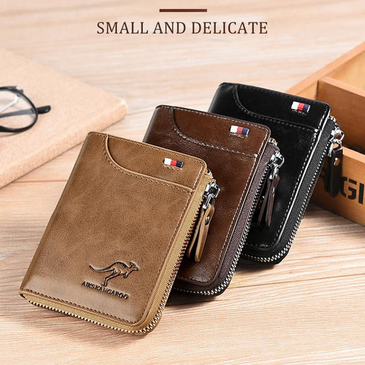 (🎁2024 New Year Hot Sale🎁) Men Wallet Zipper Genuine Leather Purse ( RFID PROTECTED )✨