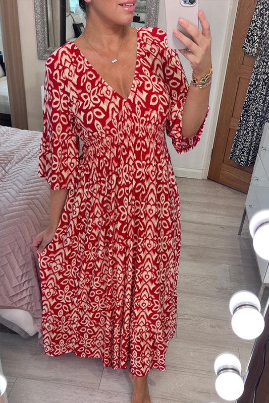 🔥Hot Sale - 30% OFF🔥Bohemian Casual Print V-neck Long Dress