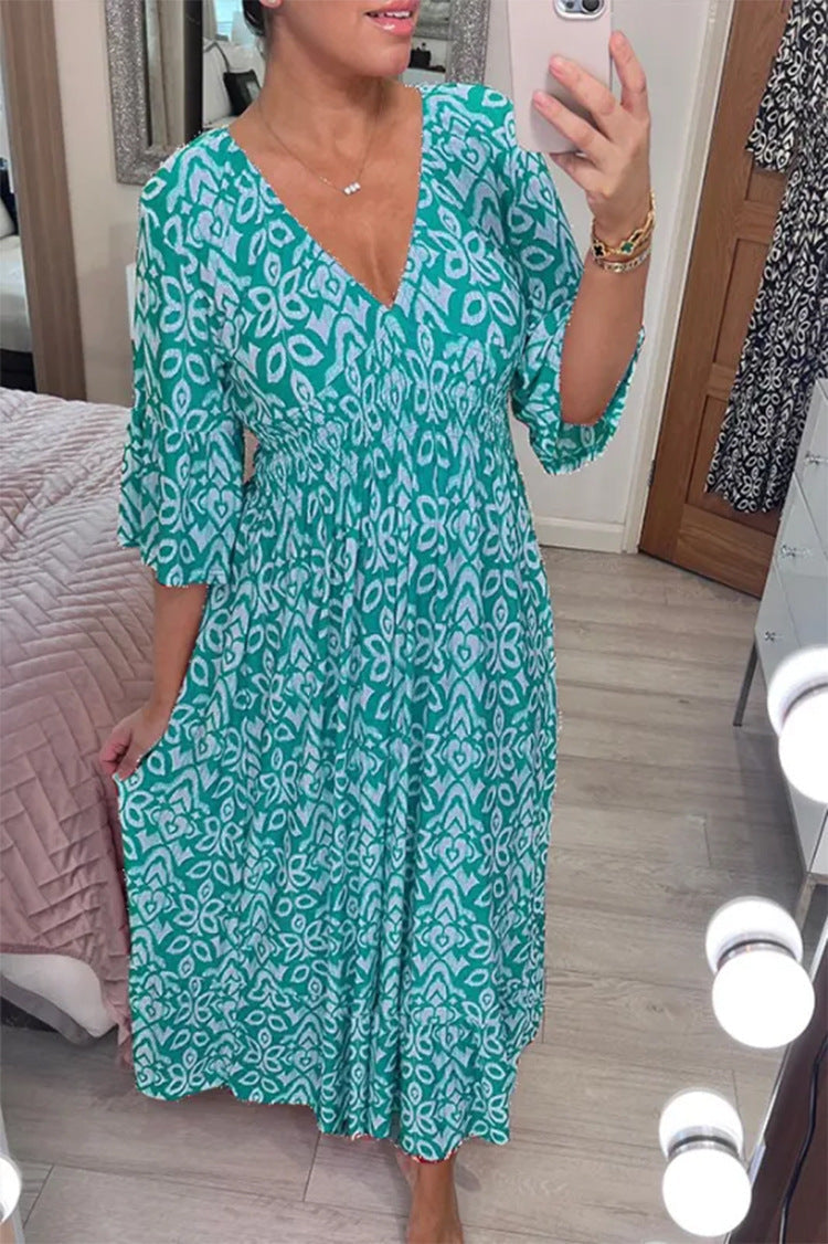 🔥Hot Sale - 30% OFF🔥Bohemian Casual Print V-neck Long Dress