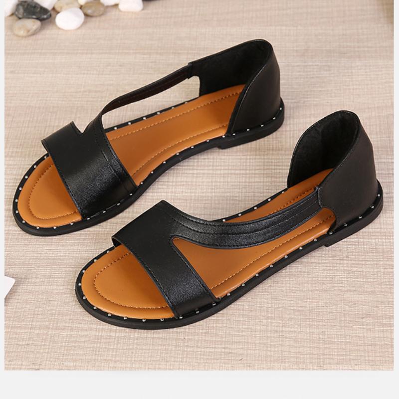 Fish-mouth Rivet Open Toe Flat Sandals🥰 LAST DAY SALE-49% OFF